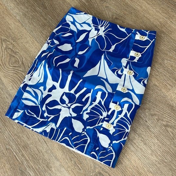 J . McLaughlin Serina Floral Print blue/white skirt women’s size 10 - Picture 4 of 13
